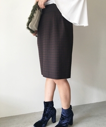 BLOCK CHECK TIGHT SKIRT