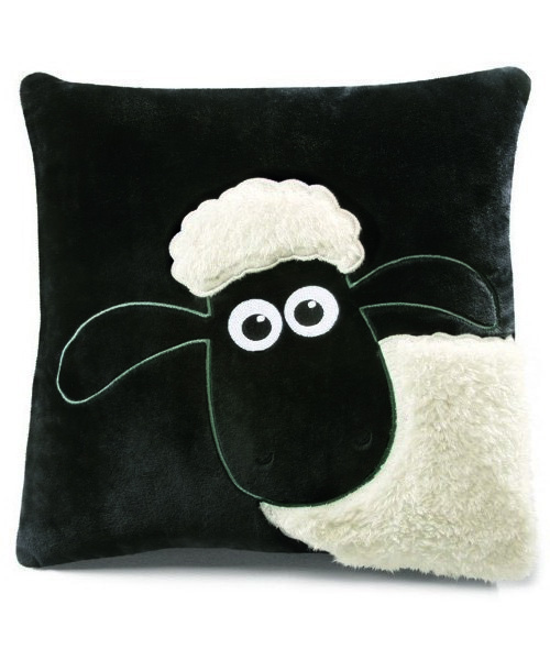 ひつじのショーン（ヒツジノショーン）の「ひつじのショーン/ショーン スクエアクッション（クッション/クッションカバー・レディース・ブラック×ホワイト・ONE SIZE）」の5枚目の写真