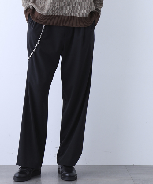 STUDIOUS（ステュディオス）の「ストレッチフランネルワイドパンツ（スラックス・メンズ・ブラック/ネイビー/ワイン・1/2/3）」の2枚目の写真