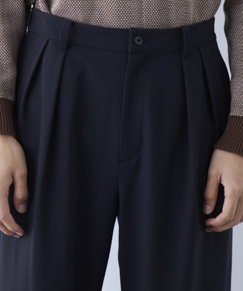 STUDIOUS（ステュディオス）の「ストレッチフランネルワイドパンツ（スラックス・メンズ・ブラック/ネイビー/ワイン・1/2/3）」の7枚目の写真