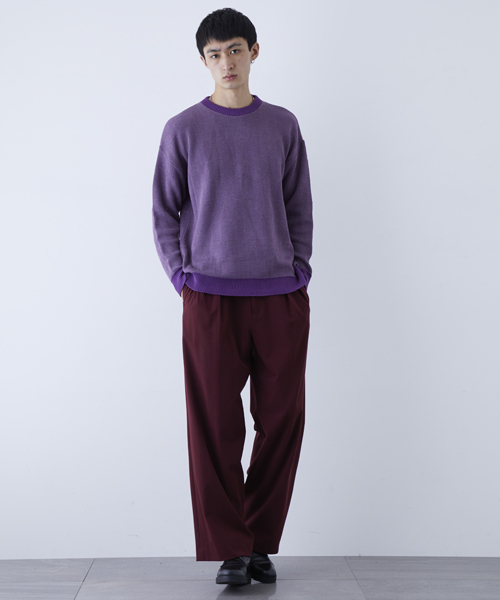 STUDIOUS（ステュディオス）の「ストレッチフランネルワイドパンツ（スラックス・メンズ・ブラック/ネイビー/ワイン・1/2/3）」の12枚目の写真