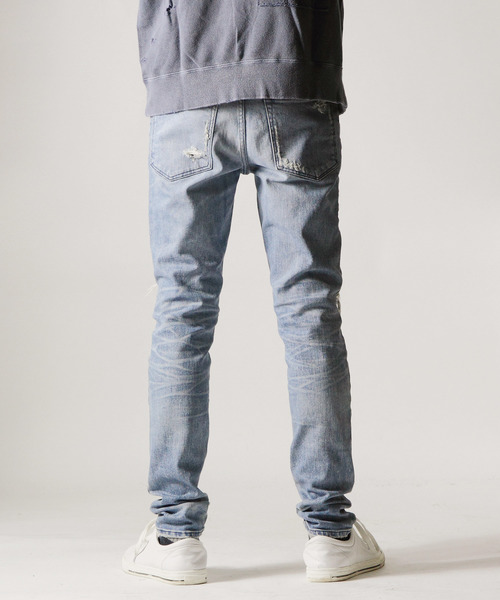 JACKROSE（ジャックローズ）の「JAPAN ストレッチリメイクスキニーデニム（デニムパンツ・メンズ・ブラック/ブルー・S/M/L）」の5枚目の写真