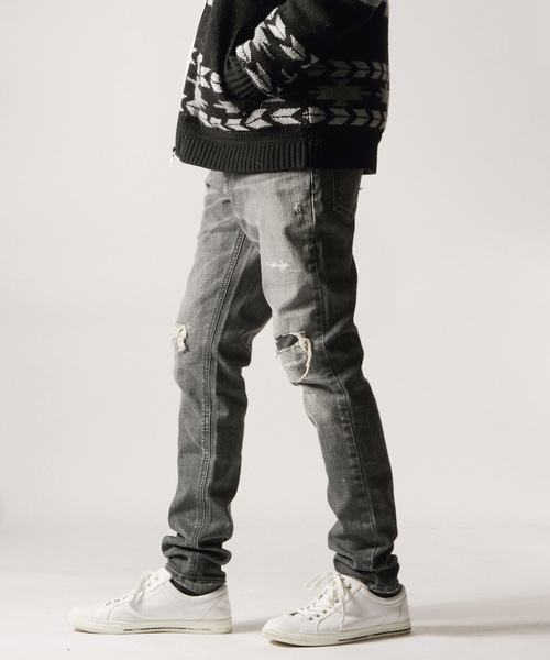 JACKROSE（ジャックローズ）の「JAPAN ストレッチリメイクスキニーデニム（デニムパンツ・メンズ・ブラック/ブルー・S/M/L）」の8枚目の写真