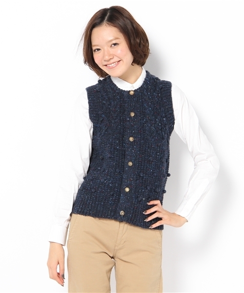 BEAMS BOY（ビームスボーイ）の「BEAMS BOY / 2G KNOLL変形編 ベスト（ベスト・レディース・ライトグレー/ライトブラウン/イエロー/グリーン/ネイビー・ONE SIZE）」の4枚目の写真