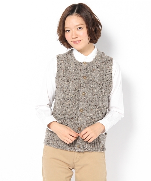 BEAMS BOY（ビームスボーイ）の「BEAMS BOY / 2G KNOLL変形編 ベスト（ベスト・レディース・ライトグレー/ライトブラウン/イエロー/グリーン/ネイビー・ONE SIZE）」の2枚目の写真