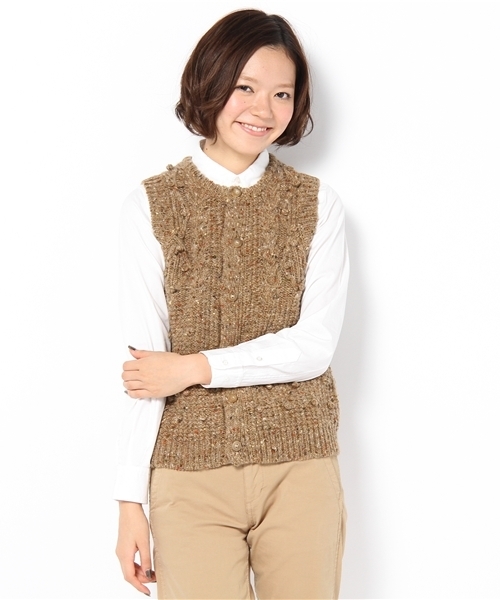 BEAMS BOY（ビームスボーイ）の「BEAMS BOY / 2G KNOLL変形編 ベスト（ベスト・レディース・ライトグレー/ライトブラウン/イエロー/グリーン/ネイビー・ONE SIZE）」の3枚目の写真