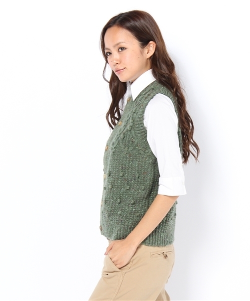 BEAMS BOY（ビームスボーイ）の「BEAMS BOY / 2G KNOLL変形編 ベスト（ベスト・レディース・ライトグレー/ライトブラウン/イエロー/グリーン/ネイビー・ONE SIZE）」の6枚目の写真