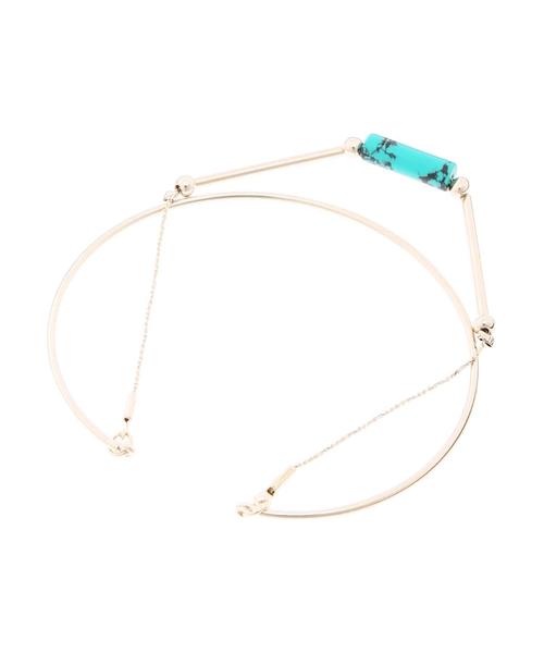 AMERICAN HOLIC（アメリカンホリック）の「天然石バングル（ブレスレット・レディース・ホワイト/ターコイズブルー・FREE）」の4枚目の写真