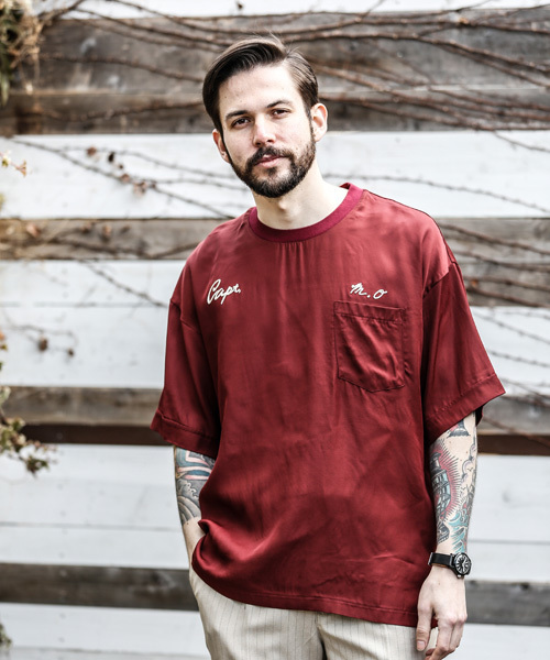 MR.OLIVE（ミスターオリーブ）の「VINTAGE RAYON TWILL / BIG SILHOUTTE PULL OVER BOWLING SHIRT（Tシャツ/カットソー・メンズ・アイボリー/ブラック/ワインレッド・LARGE/MEDIUM/SMALL）」の3枚目の写真