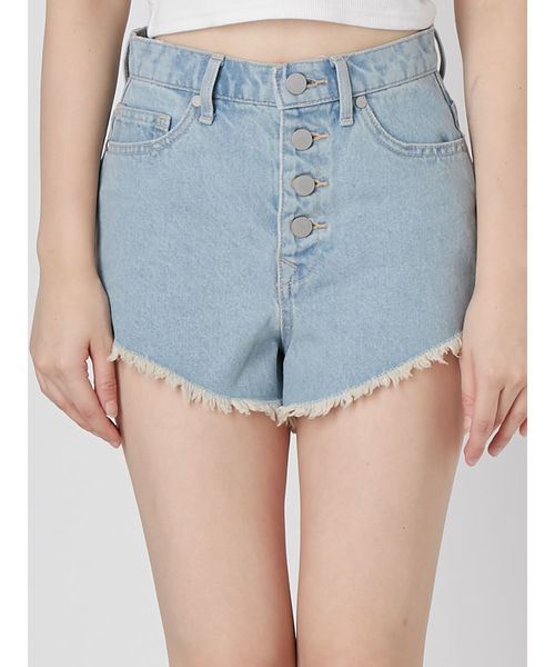 EMODA（エモダ）の「ハードヘムカットジャストウエストショートパンツ（デニムパンツ・レディース・ライトブルー/ブラック/インディゴブルー・SMALL/MEDIUM）」の7枚目の写真