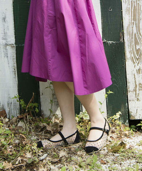 OLIVE des OLIVE（オリーブデオリーブ）の「チュールドット シューズ（バレエシューズ・レディース・オフホワイト/ブラック・SMALL/MEDIUM/LARGE）」の5枚目の写真