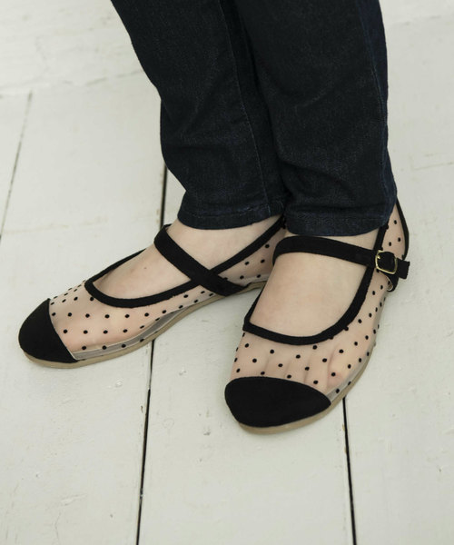 OLIVE des OLIVE（オリーブデオリーブ）の「チュールドット シューズ（バレエシューズ・レディース・オフホワイト/ブラック・SMALL/MEDIUM/LARGE）」の19枚目の写真