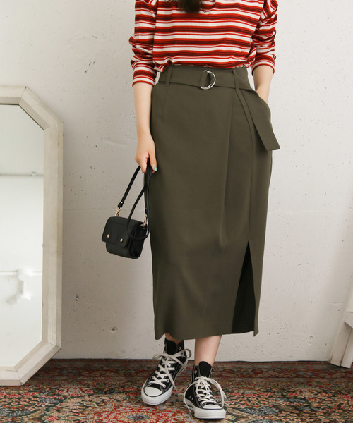 Kbf ケービーエフプラス の Kbf フロントスリットベルト付きスカート スカート Wear