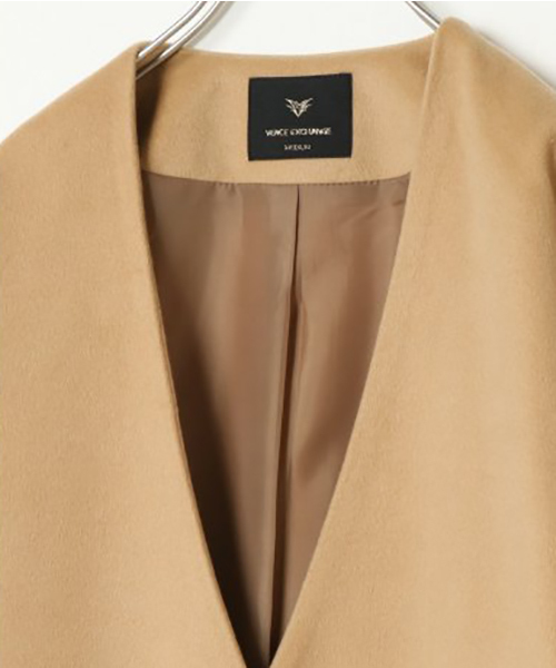 VENCEEXCHANGE（ヴァンスエクスチェンジ）の「Vネックノーカラーコート（チェスターコート・レディース・チャコールグレー/ブラック/ブラウン系その他・MEDIUM）」の4枚目の写真