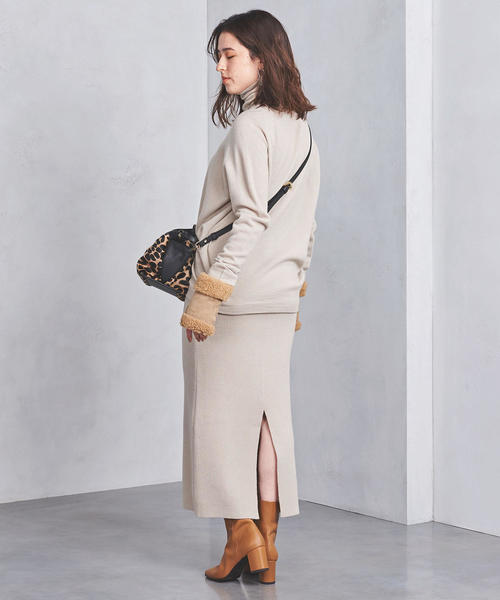 UNITED ARROWS（ユナイテッドアローズ）の「UWSC リブタイト ロングスカート（スカート・レディース・ベージュ/ネイビー/ライム・FREE）」の2枚目の写真