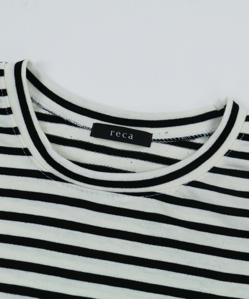 reca（レカ）の「ボリューム袖ボーダーカットソー（Tシャツ/カットソー・レディース・ブラック/ネイビー/グリーン/ボルドー/モカ/イエロー/ピンク/ダークベージュ/ライトグレー/カーキ・FREE）」の15枚目の写真