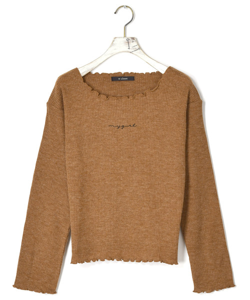 w closet(ダブルクローゼット)の「ボートネック刺繍入り長袖プルオーバー_(Tシャツ/カットソー・レディース・ブラック/オフホワイト/ボルドー/キャメル/ダークベージュ・FREE)」の4枚目の写真