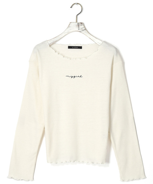 w closet(ダブルクローゼット)の「ボートネック刺繍入り長袖プルオーバー_(Tシャツ/カットソー・レディース・ブラック/オフホワイト/ボルドー/キャメル/ダークベージュ・FREE)」の1枚目の写真
