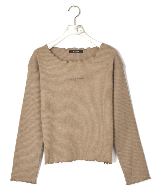w closet(ダブルクローゼット)の「ボートネック刺繍入り長袖プルオーバー_(Tシャツ/カットソー・レディース・ブラック/オフホワイト/ボルドー/キャメル/ダークベージュ・FREE)」の3枚目の写真