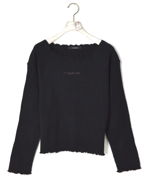 w closet(ダブルクローゼット)の「ボートネック刺繍入り長袖プルオーバー_(Tシャツ/カットソー・レディース・ブラック/オフホワイト/ボルドー/キャメル/ダークベージュ・FREE)」の2枚目の写真