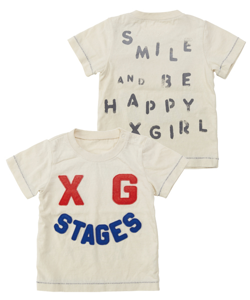 X-girl Stages(エックスガールステージス)の「S/S TEE “SMILE & BE HAPPY ” (4T~7T)(Tシャツ/カットソー・キッズ・ホワイト/チャコール/レッド・4T/7T/5T/6T)」の2枚目の写真