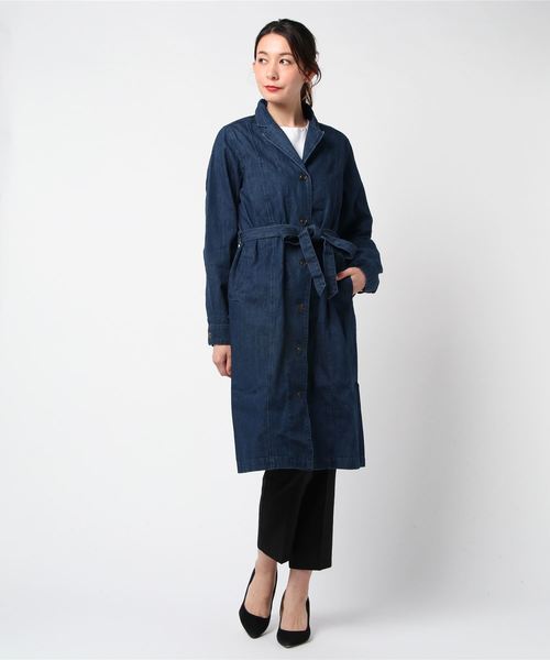 THE MORNING AFTER（ザ モーニング アフター）の「スラブデニムガウンコート（ステンカラーコート・レディース・ネイビー/ブルー・FREE）」の2枚目の写真