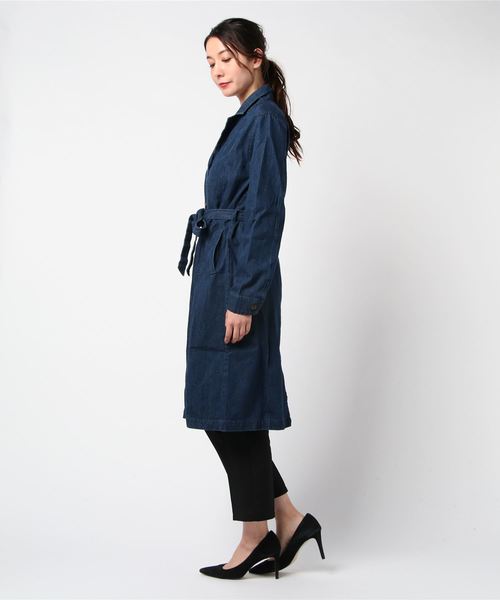 THE MORNING AFTER（ザ モーニング アフター）の「スラブデニムガウンコート（ステンカラーコート・レディース・ネイビー/ブルー・FREE）」の3枚目の写真