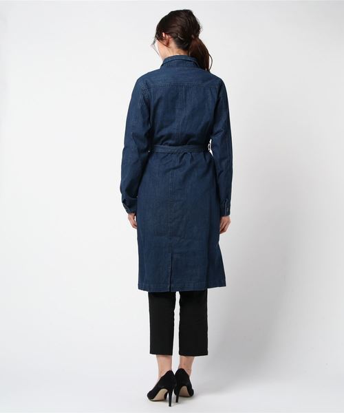 THE MORNING AFTER（ザ モーニング アフター）の「スラブデニムガウンコート（ステンカラーコート・レディース・ネイビー/ブルー・FREE）」の4枚目の写真