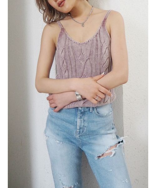 GYDA（ジェイダ）の「ケーブルブリーチニットキャミ（ニット/セーター・レディース・ブラック/ボルドー/ベージュ/ネイビー/オフホワイト・FREE）」の5枚目の写真