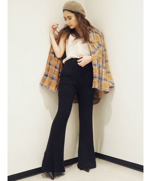 GYDA（ジェイダ）の「ケーブルブリーチニットキャミ（ニット/セーター・レディース・ブラック/ボルドー/ベージュ/ネイビー/オフホワイト・FREE）」の7枚目の写真