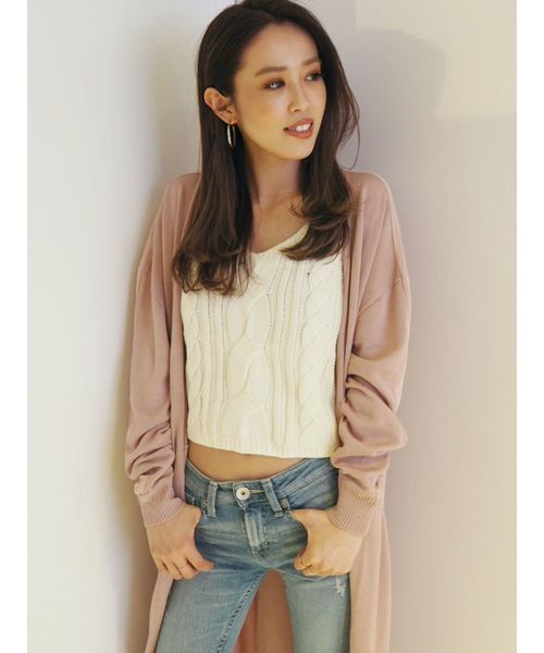 GYDA（ジェイダ）の「ケーブルブリーチニットキャミ（ニット/セーター・レディース・ブラック/ボルドー/ベージュ/ネイビー/オフホワイト・FREE）」の6枚目の写真