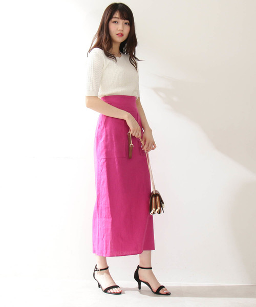 N.（N. Natural Beauty Basic）（エヌエヌナチュラルビューティーベーシック）の「レースケーブルニット五分袖（ニット/セーター・レディース・ホワイト/ネイビー/レッド・MEDIUM）」の12枚目の写真