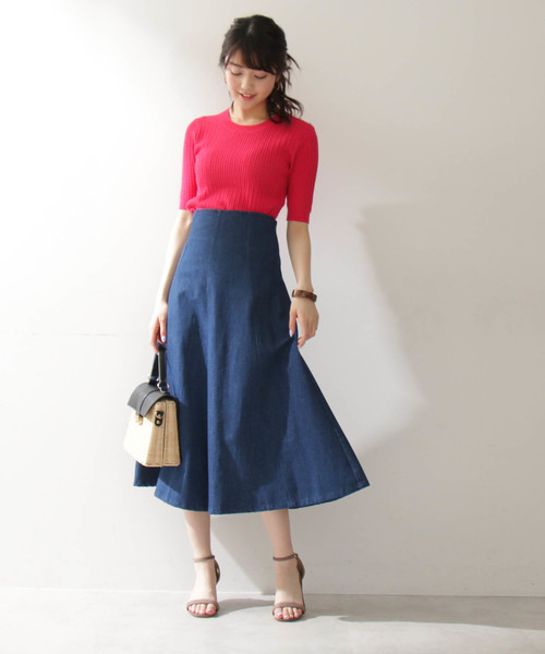 N.（N. Natural Beauty Basic）（エヌエヌナチュラルビューティーベーシック）の「レースケーブルニット五分袖（ニット/セーター・レディース・ホワイト/ネイビー/レッド・MEDIUM）」の7枚目の写真