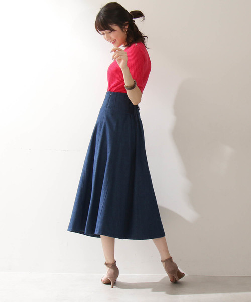 N.（N. Natural Beauty Basic）（エヌエヌナチュラルビューティーベーシック）の「レースケーブルニット五分袖（ニット/セーター・レディース・ホワイト/ネイビー/レッド・MEDIUM）」の6枚目の写真