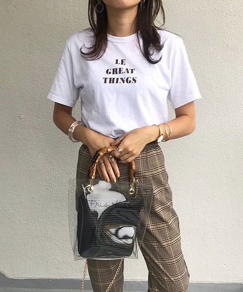 shopnikoniko（ショップニコニコ）の「バンブークリアバッグビニールバッグ（ハンドバッグ・レディース・ブラック/アイボリー・フリー）」の17枚目の写真