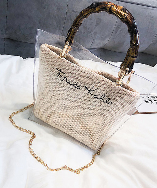 shopnikoniko（ショップニコニコ）の「バンブークリアバッグビニールバッグ（ハンドバッグ・レディース・ブラック/アイボリー・フリー）」の22枚目の写真