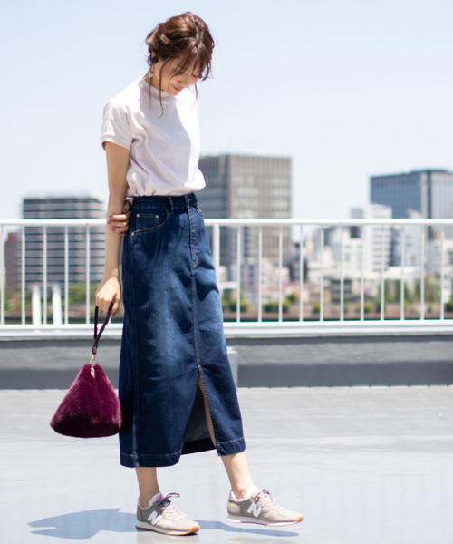 coen（コーエン）の「ストレッチデニムスリットタイトロング