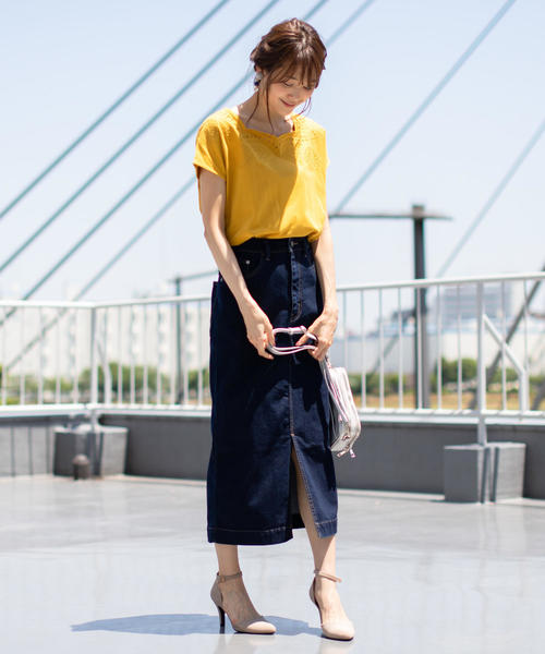 coen（コーエン）の「ストレッチデニムスリットタイトロングスカート