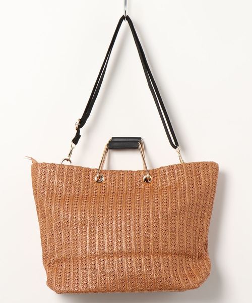 KOBE LETTUCE(コウベレタス)の「GOLDハンドルペーパーカゴバッグ(ハンドバッグ・レディース・アイボリー/ブラウン/ブラック・FREE)」の13枚目の写真