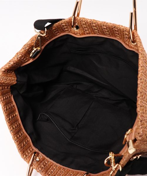 KOBE LETTUCE(コウベレタス)の「GOLDハンドルペーパーカゴバッグ(ハンドバッグ・レディース・アイボリー/ブラウン/ブラック・FREE)」の6枚目の写真