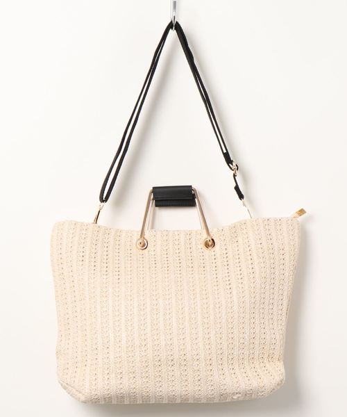 KOBE LETTUCE(コウベレタス)の「GOLDハンドルペーパーカゴバッグ(ハンドバッグ・レディース・アイボリー/ブラウン/ブラック・FREE)」の8枚目の写真