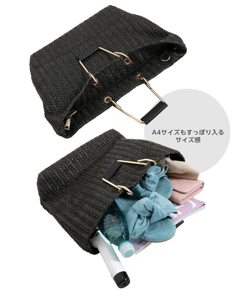 KOBE LETTUCE(コウベレタス)の「GOLDハンドルペーパーカゴバッグ(ハンドバッグ・レディース・アイボリー/ブラウン/ブラック・FREE)」の11枚目の写真