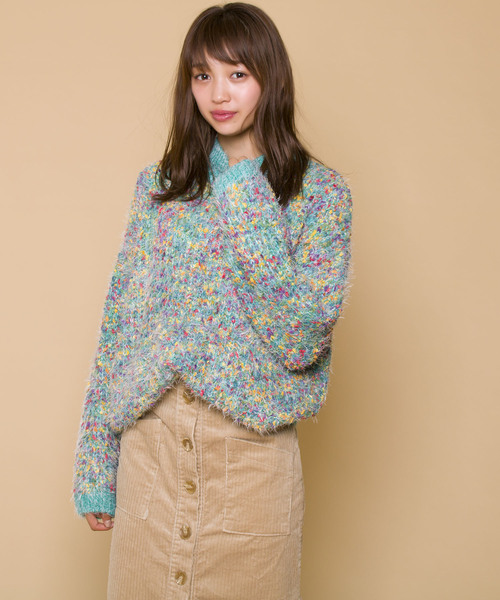 カラフルネップ入りの服 Jewelobe（ジュエローブ）の「カラフルネップヤーンプルオーバー