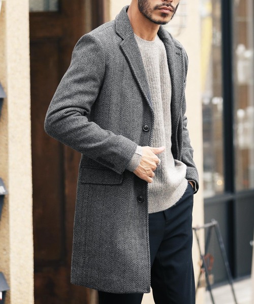 jiggys shop（ジギーズショップ）の「メルトン ロングコート スリム チェスターコート（チェスターコート・メンズ・ブラック/グレー/グレー系その他/グレー系その他2/ネイビー/キャメル/ブラウン系その他/ブラック系その他/ブラウン系その他2/グレー系その他4/ベージュ/ブラウン系その他3/グレー系その他3・SMALL/MEDIUM/LARGE/X-LARGE/XX-LARGE）」の5枚目の写真