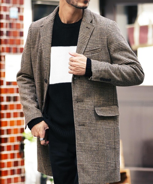 jiggys shop（ジギーズショップ）の「メルトン ロングコート スリム チェスターコート（チェスターコート・メンズ・ブラック/グレー/グレー系その他/グレー系その他2/ネイビー/キャメル/ブラウン系その他/ブラック系その他/ブラウン系その他2/グレー系その他4/ベージュ/ブラウン系その他3/グレー系その他3・SMALL/MEDIUM/LARGE/X-LARGE/XX-LARGE）」の9枚目の写真