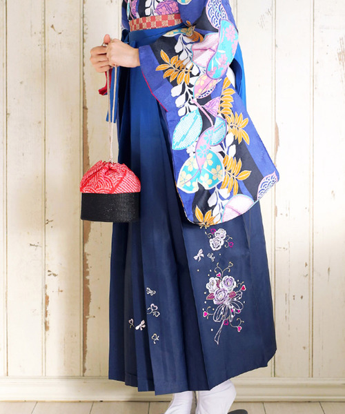 キョウエツ 袴 ぼかし 刺繍 薔薇 ブーケ 桜花冠 レディース (LL, 漆黒B) 和装アクセサリー キョウエツ 袴 ぼかし 刺繍 薔薇 ブーケ 桜花冠