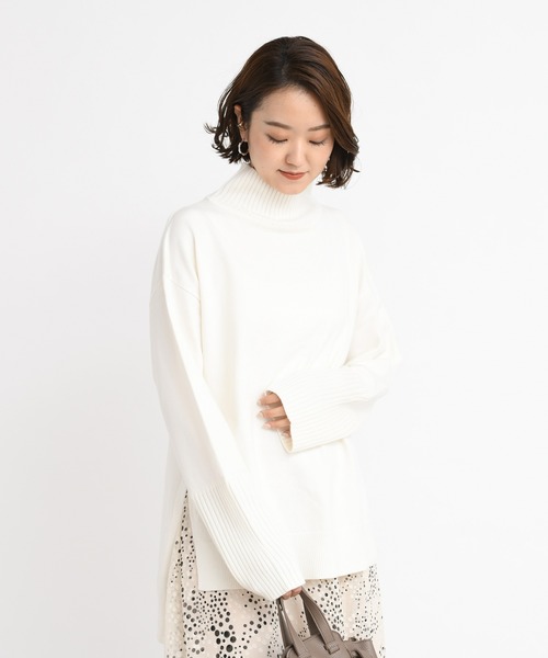 DouDou（ドゥドゥ）の「タートルプルオーバー（ニット/セーター・レディース・オフホワイト/ベージュ/バイオレット・FREE）」の14枚目の写真