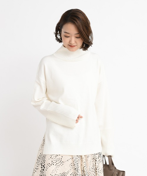 DouDou（ドゥドゥ）の「タートルプルオーバー（ニット/セーター・レディース・オフホワイト/ベージュ/バイオレット・FREE）」の12枚目の写真