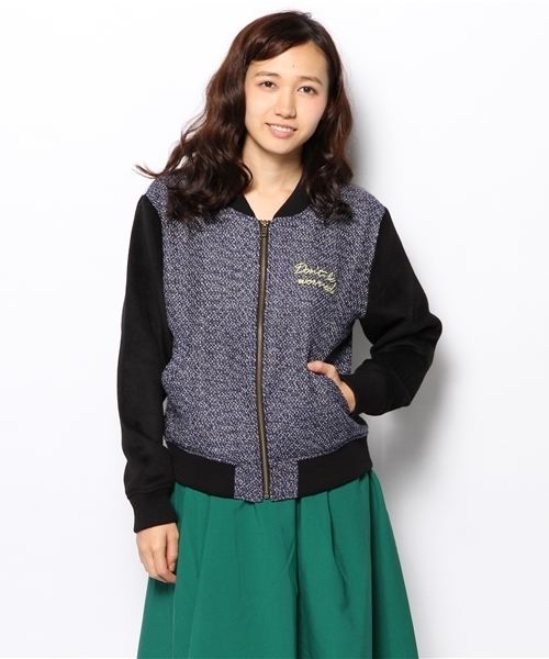 WEGO(ウィゴー)の「WEGO/ツイードブルゾン(ブルゾン・レディース・ブラック/ブルー・FREE)」の1枚目の写真