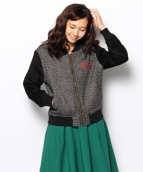 WEGO(ウィゴー)の「WEGO/ツイードブルゾン(ブルゾン・レディース・ブラック/ブルー・FREE)」の2枚目の写真